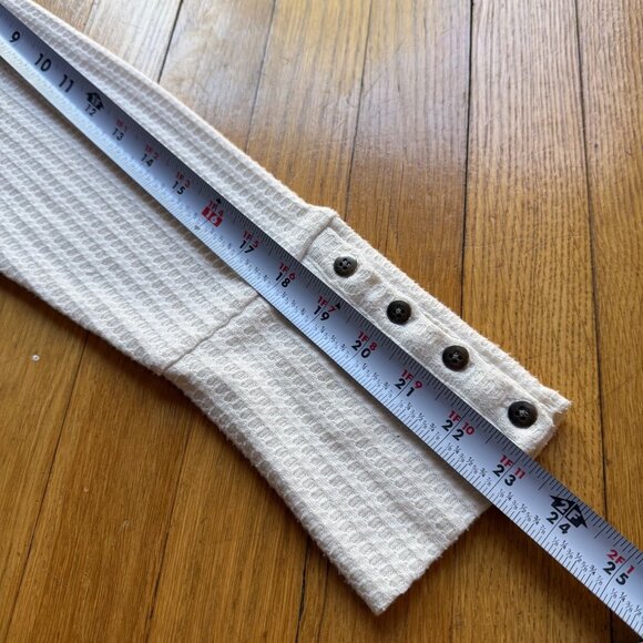 Chaser Size XL White Y2K Textured Waffle Knit Thermal Henley Long Sleeve Top - Picture 11 of 14